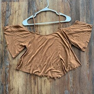 American Eagle Outfitters Brown Off-Shoulder Crop Top